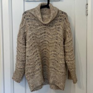 FRNCH Comfy cream oversized turtleneck sweater